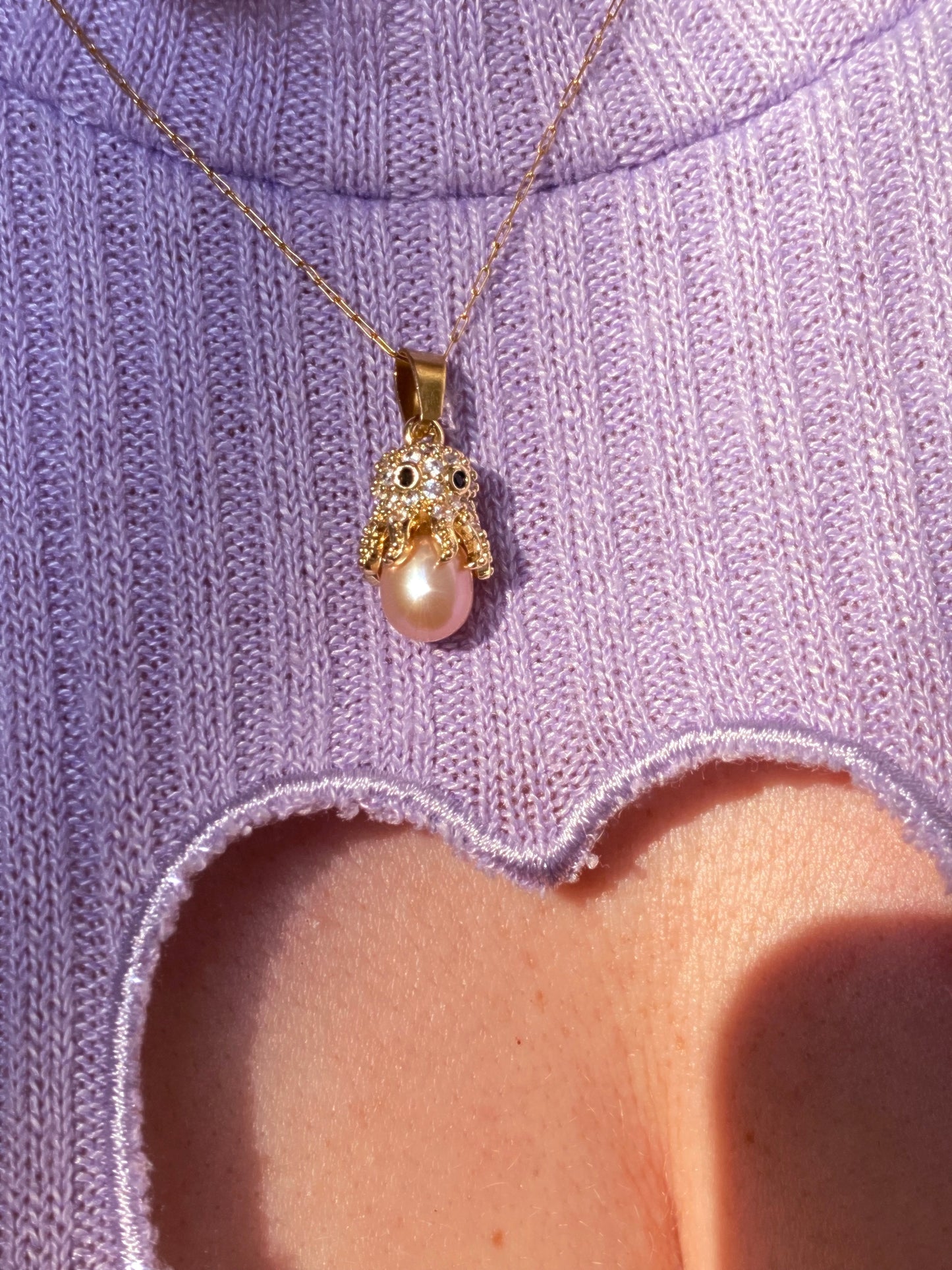 Sparkly Pearl Octopus Necklace