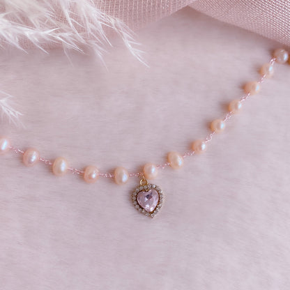 Girocollo Di Perle Rose Heart