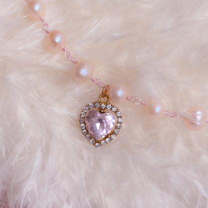 Rose Crystal Heart Pearl Choker