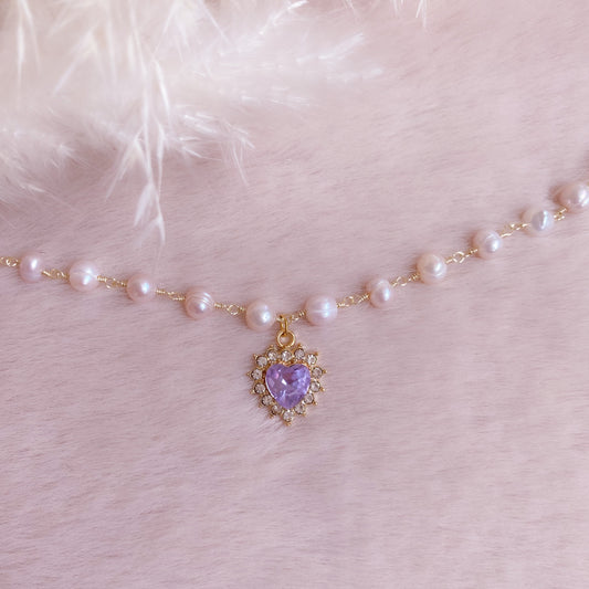 Crown Heart Pearl Choker