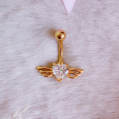 Winged Heart Belly Button Bar