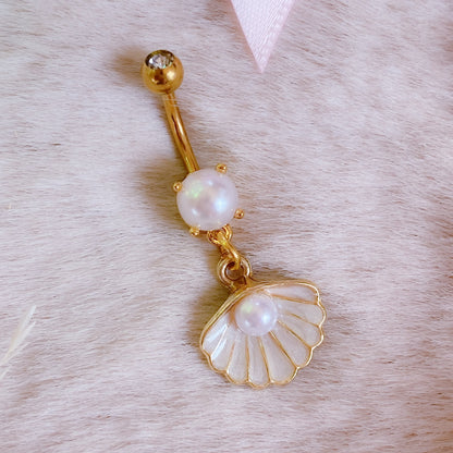 Pearl Seashell Belly Button Bar