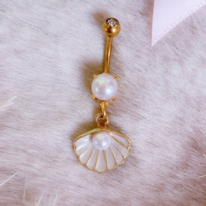 Pearl Seashell Belly Button Bar