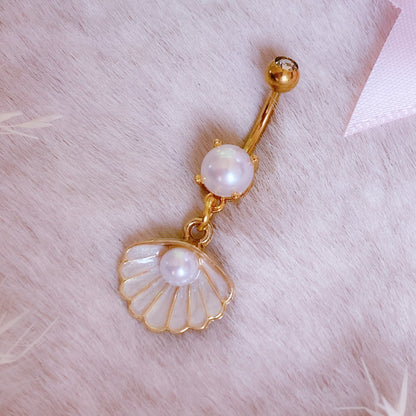 Pearl Seashell Belly Button Bar