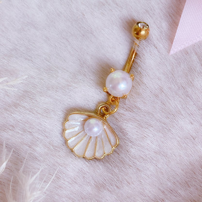 Pearl Seashell Belly Button Bar