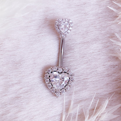 Crystal Heart Belly Button Piercing