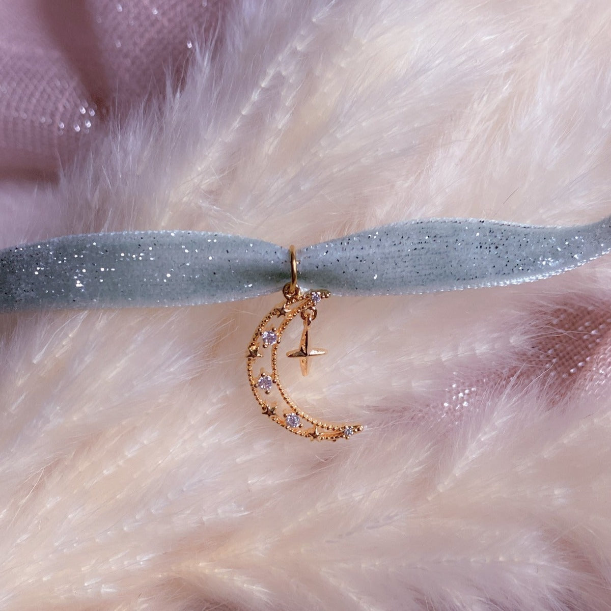 Sparkly Velvet Mystic Moon Choker