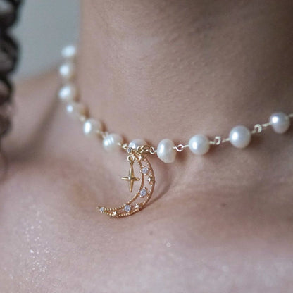 Mystic Moon Pearl Choker