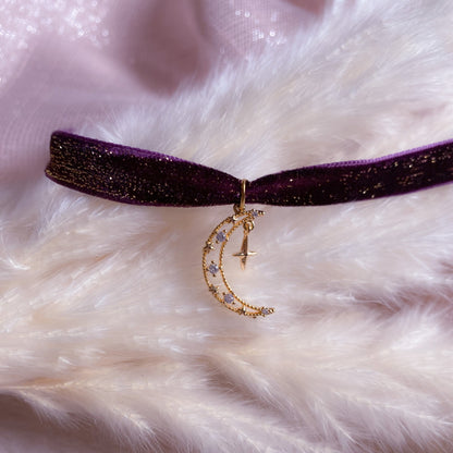 Sparkly Velvet Mystic Moon Choker