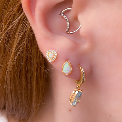 Opal Heart Tiny Stud