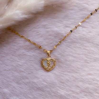 Double-Face Rose Heart Necklace