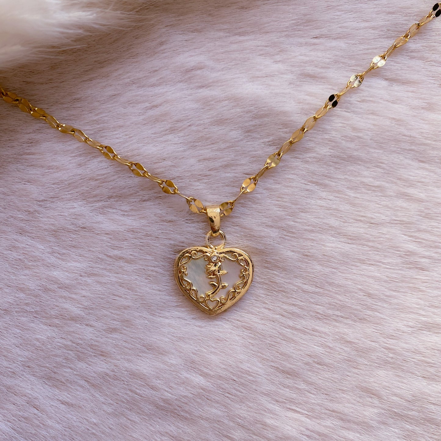 Double-Face Rose Heart Necklace