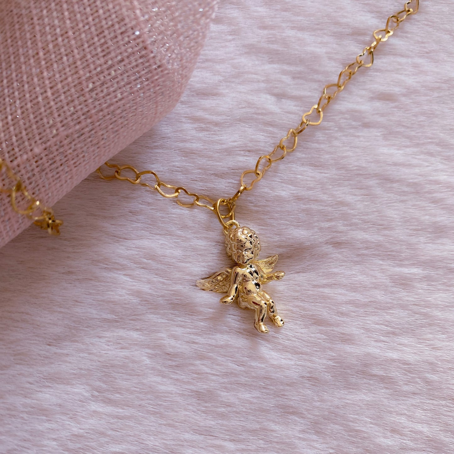 Cheeky Cherub Heart Chain Necklace